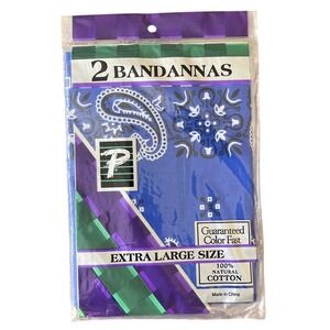 VTG Paris Accessories Bandana Pack Blue Extra Large Cotton Color Fast NOS Paisle